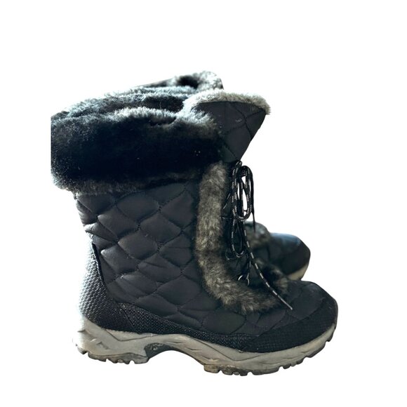 LL Bean Womens Boots 7M Quilted Snow Mid Calf Winter Faux Fur Warm - Picture 1 of 7
